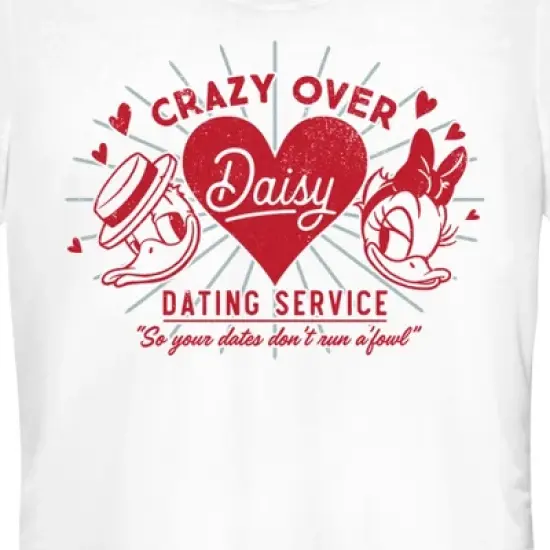 Junior's Mickey & Friends Valentine's Day Crazy Over Daisy Dating Service T-Shirt image {1}