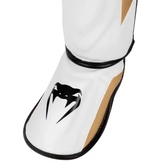 Venum Elite Evo Protective Shin Instep Guards - White/Gold image {1}