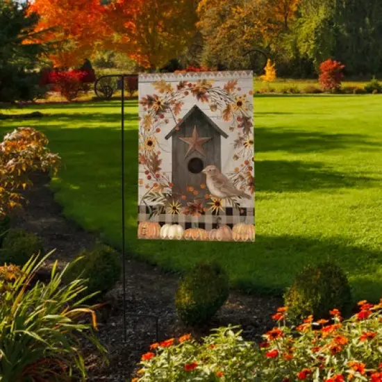 Primitive Fall Birdhouse Garden Flag 18" x 12.5" Briarwood Lane image {3}