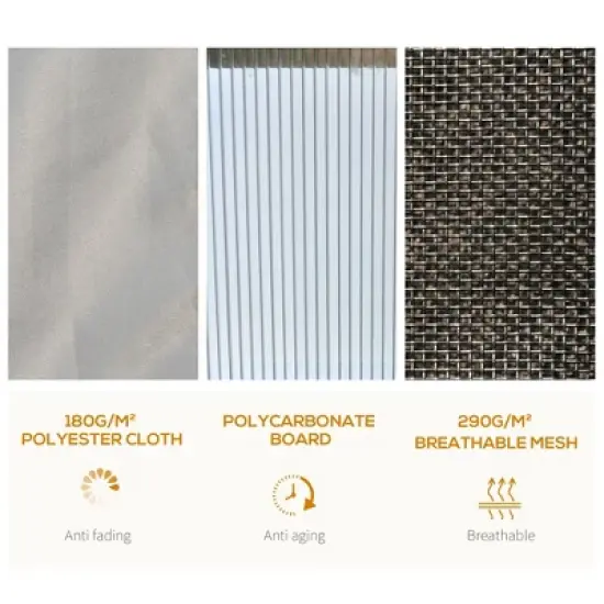 Outsunny Hardtop Gazebo Outdoor Polycarbonate Canopy Aluminum Frame Pergola with Double Vented Roof, Netting & Curtains for Garden image {6}