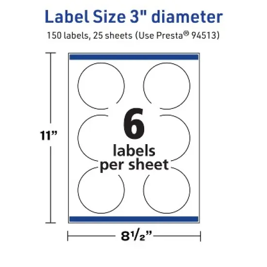 Avery TrueBlock Matte White Paper Labels,  3" diameter Round image {4}