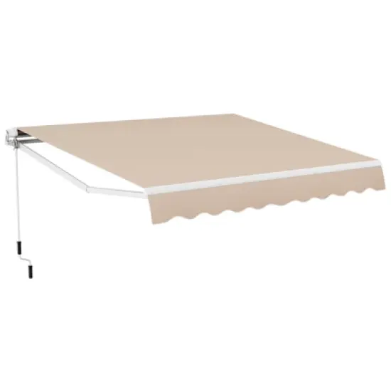 Costway Retractable Patio Awning Aluminum Deck Sunshade Shelter Outdoor Beige image {11}
