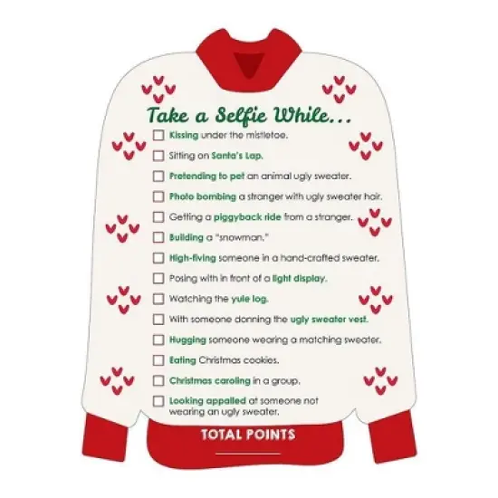 Big Dot of Happiness Ugly Sweater - Selfie Scavenger Hunt - Holiday and Christmas Party Game - Set of 12 image {1}