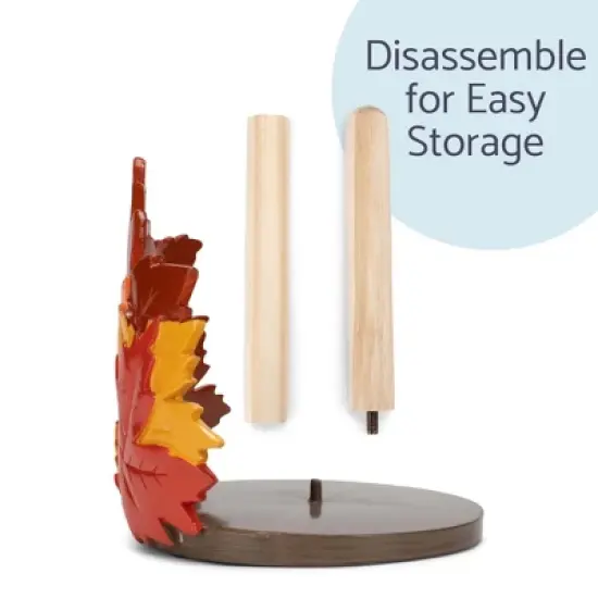Elanze Designs Fall Leaves 12 inch Resin and Wood Harvest Paper Towel Holder image {2}