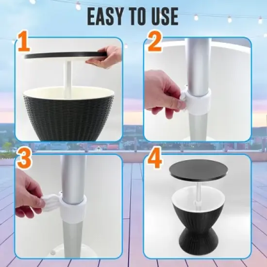 SereneLife Outdoor Cool Bar Table, 7.5 Gallon Beer and Wine Cooler (Grey) image {6}