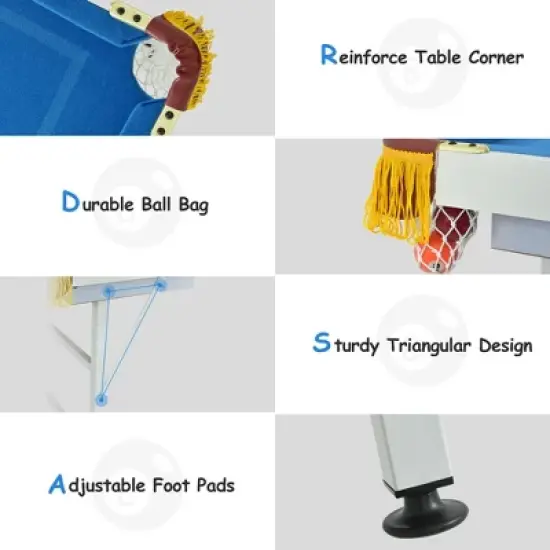 Costway 47'' Folding Billiard Table Pool Game Table for Kids w/ Cues & Chalk & Brush image {7}