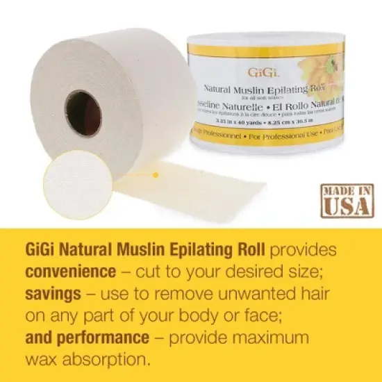 GiGi Natural Muslin Epilating Roll - 3.25 x 40 Yards"" (PACK OF 2) image {2}