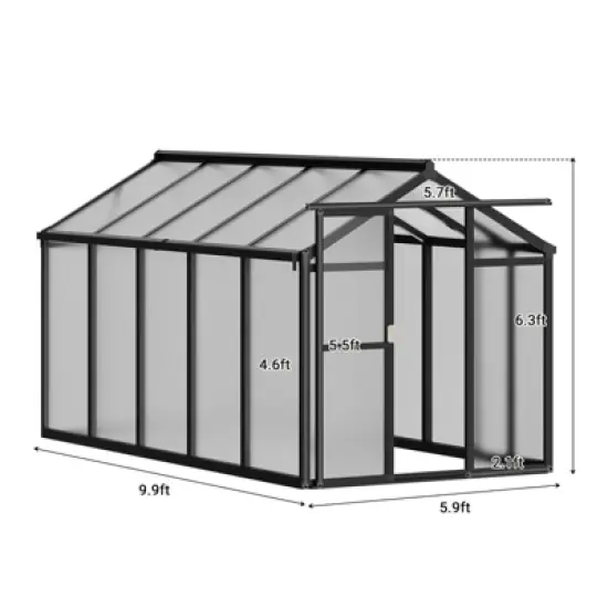 6x8 FT Greenhouse for Outdoors, Aluminum Greenhouse with Quick Setup Structure and Roof Vent, Polycarbonate Greenhouses Heavy Duty image {1}