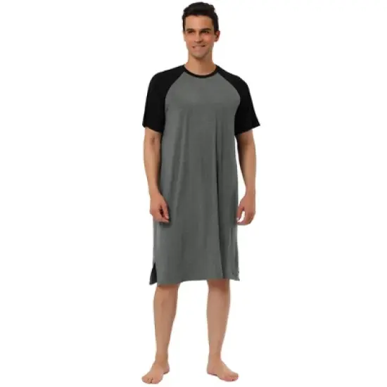 Lars Amadeus Men's  Comfy Lounge Soft Pajamas Loose Short Sleeves Sleep Nightgown Nightwear image {7}