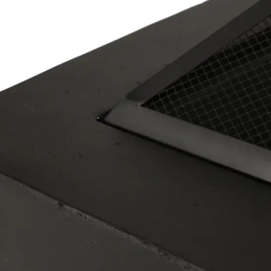 GDFStudio Aruda Outdoor Lightweight Concrete Square Wood Burning Fire Pit, Dark Gray image {5}