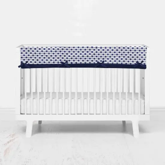 Bacati - Liam Long Crib Rail Guard Cover Aqua/Orange/Navy image {1}