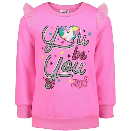 JoJo Siwa Little Girls Ruffle Pullover Fleece Sweatshirt & Leggings Set Pink  image {1}
