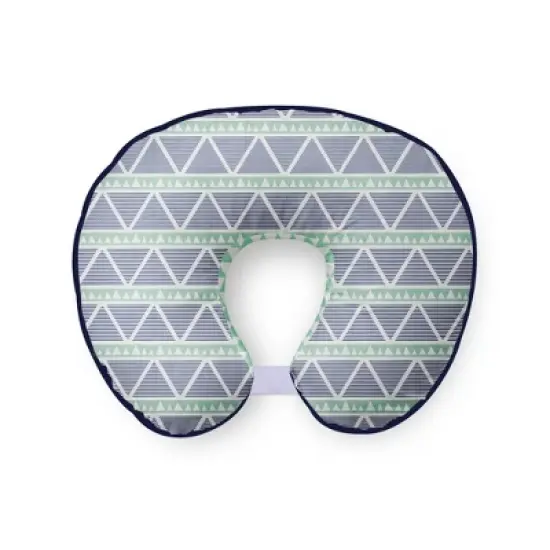 Bacati - 3 pc Emma Aztec Mint/Navy Large Triangles Muslin Hugster Feeding & Infant Support Nursing Pillow with 2 removable zippered covers image {1}