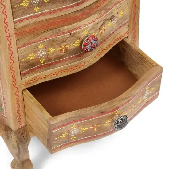 Ailey Handcrafted Boho Mango Wood 3 Drawer Nightstand Natural - Christopher Knight Home image {7}