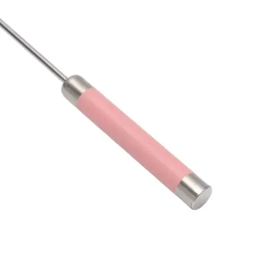 Unique Bargains 12" Semi-Automatic Loop Whisk Dishwasher Safe Stainless Steel Pink Silver Tone image {1}