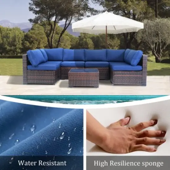 Yardgrace 7-Piece Modular Weather Resistant Straight-back Sofa Set image {2}