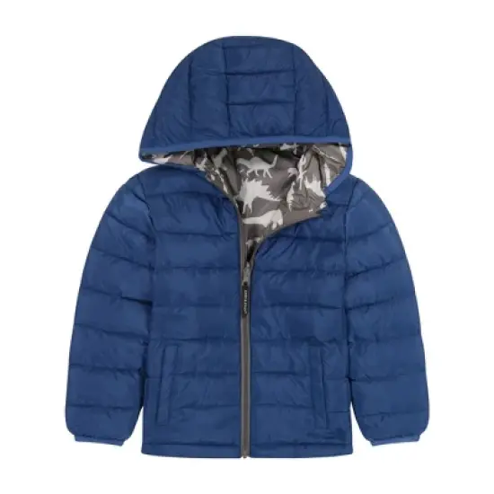 Andy & Evan  Infant  Mid Blue Dinos Reversible Puffer image {3}