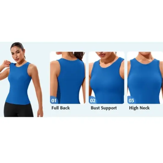 Attraco Women's Workout Tank Tops Seamless Full Length Gym Tops Athletic Yoga Top Built in Bra image {12}