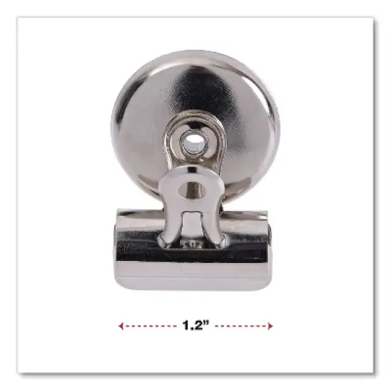 Universal Bulldog Magnetic Clips Metal 7/16" Capacity 1 1/4" Wide Nickel-Plated 18/PK 31260 image {1}