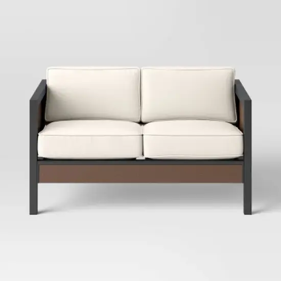 Bryant 2pc Faux Wood Patio Loveseat & Coffee Table - Gray/Natural - Threshold&trade; image {3}