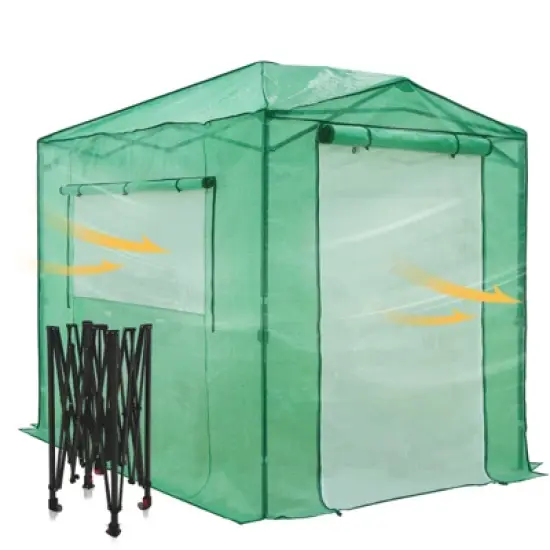 EAGLE PEAK 8'x6' Portable Walk-in Greenhouse, Upgraded Screen Mesh Door, Green image {7}