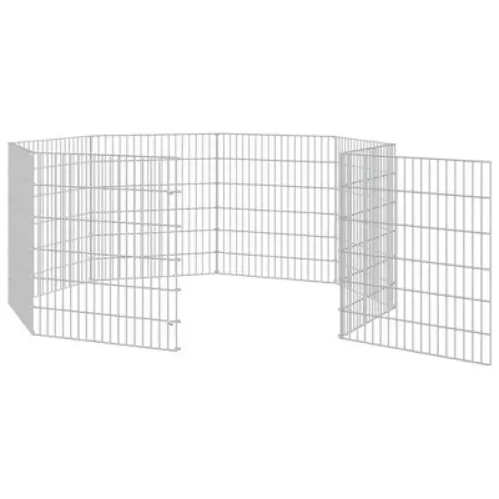 vidaXL Animal Enclosure Silver Galvanized iron Adjustable size - 21.3" x 23.6" 8-panel image {4}