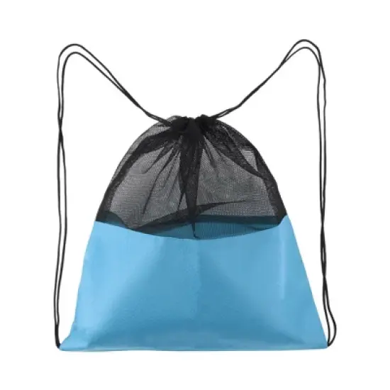 Unique Bargains Drawstring Backpacks Polyester Lake Blue 1 Pc image {4}