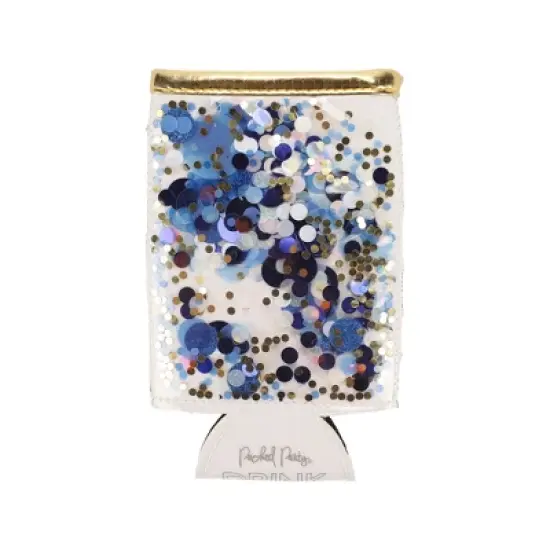 Packed Party Spirit Squad Confetti Skinny Can Cooler, Insulated Metal Can Drink Holder for Tailgate, Pool or Beach (True Blue) image {1}