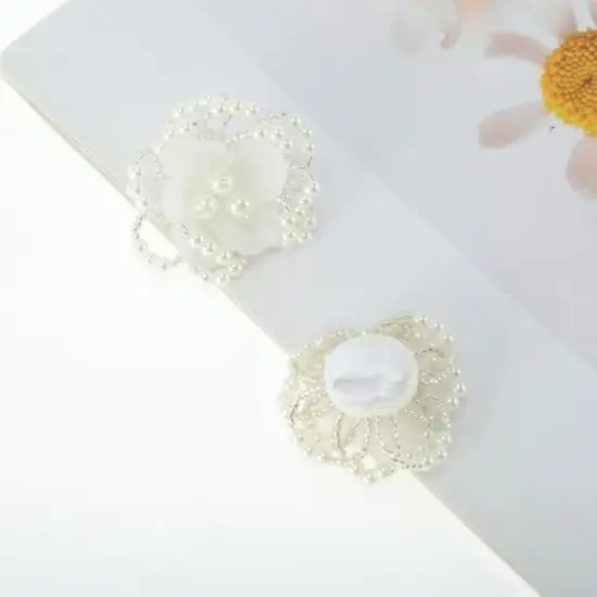 Unique Bargains Shell-Imitating Center Pearls Flowers Shoelace Charms 1 Pair image {4}