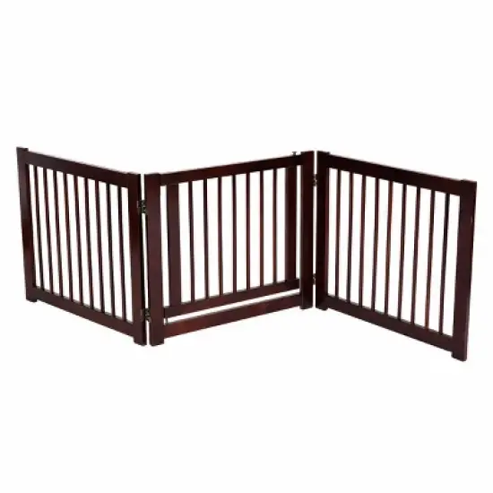 Costway Folding Free Standing 3 Panel Wood Pet Dog Safety Fence image {9}