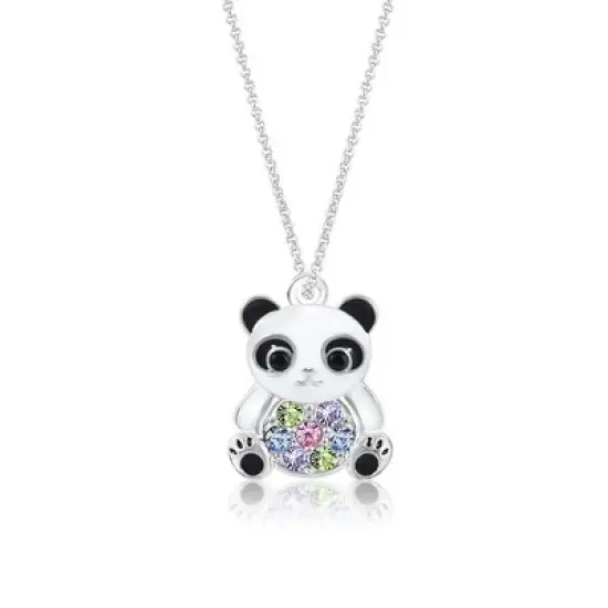 Chanteur Hypoallergenic Kids Jewelry Accessories Panda Multi-color Crystal White Gold Palladium Plating Necklace image {1}