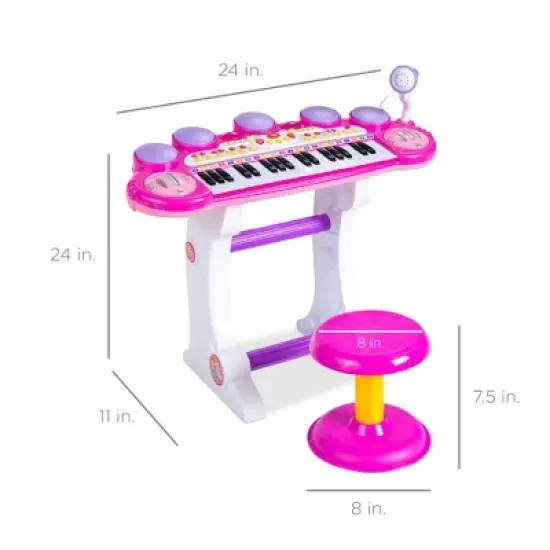 Best Choice Products 37-Key Kids Electronic Piano Keyboard w/ Multiple Sounds, Lights Microphone, Stool image {6}