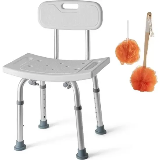 Shower Chair  - Includes Back Scrubber & Additional Sponge - Anti Slip for Safety, with 8 Adjustable Heights Portable - MedicalKingUsa image {7}