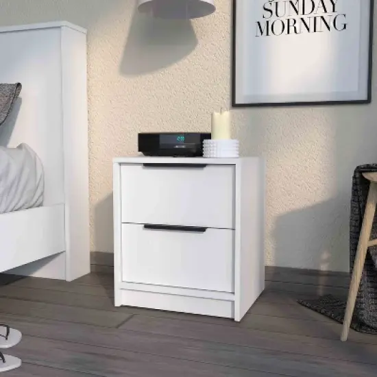 NicBex 18.8" Washington Wood Nightstand,Contemporary Night Stand with 2 Drawers,Bedside Table for Bedroom,Living Room,Bedroom Furniture image {7}