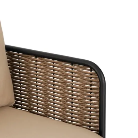 Christopher Knight Home Bobby 58" Patio Rustic Iron and Rattan Loveseat with Cushions image {5}