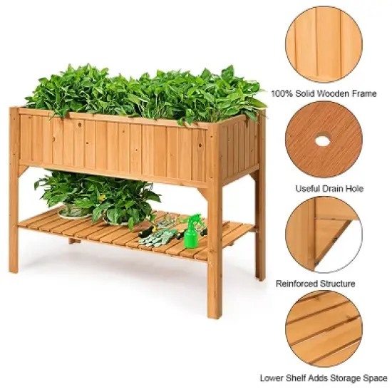 Raised Garden Bed Elevated Planter Box Shelf Standing Garden Herb Garden Wood image {5}