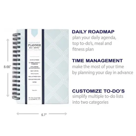 Kahootie Co. Kahootie Co Daily Planner For Your Busy Days 5.5"x8.5" Teal Diamonds (ITKDTD) image {2}