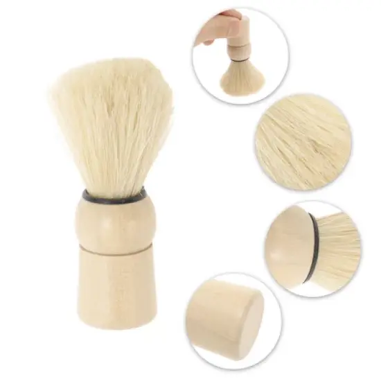Unique Bargains Durable Shaving Brush 3.54"x1.1" Wood Color 1 Pc image {2}