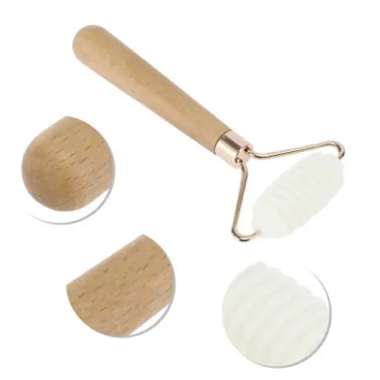 Unique Bargains Portable Single Thorn Head Facial Roller White 1 Pc image {2}