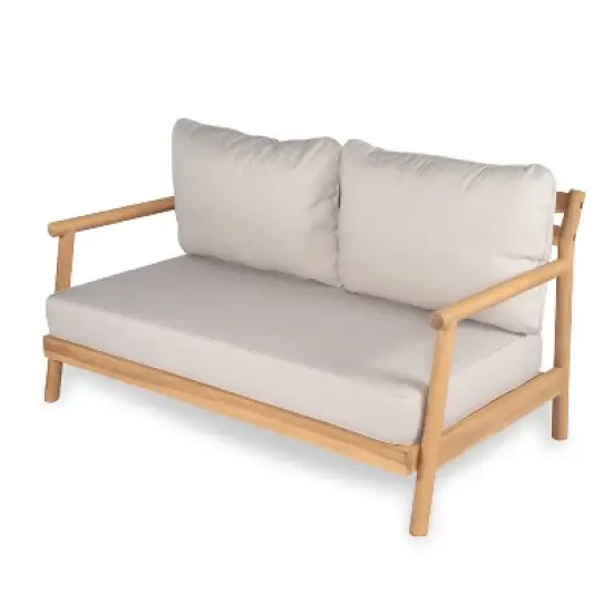 Christopher Knight Home Shane 50" Rustic Outdoor Acacia Wood Loveseat with Water-Resistant Cushion image {3}