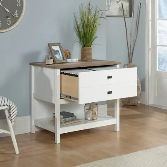 Cottage Road Lateral File Cabinet with Wood Accents and Drawer Soft White - Sauder image {2}