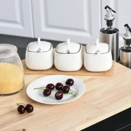 HOMCOM Mobile Kitchen Island Storage Trolley Cart on Wheels with Dropleaf Top, Towel/Spice Rack, 3 Drawers, 2-Door Cabinet image {4}