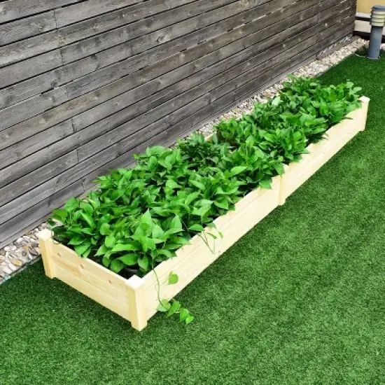 Tangkula Raised Garden Bed Planter Wooden Elevated Vegetable Flower Rectangular Kit Box image {1}