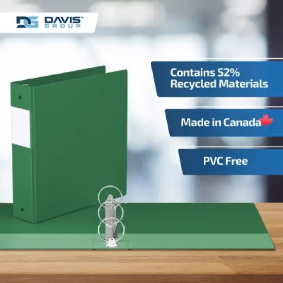 Premium Economy 2"Round Ring Binder 6pk Green: Davis Group, Polypropylene, 400 Sheet Capacity, Hard Cover, 2 Pockets image {6}