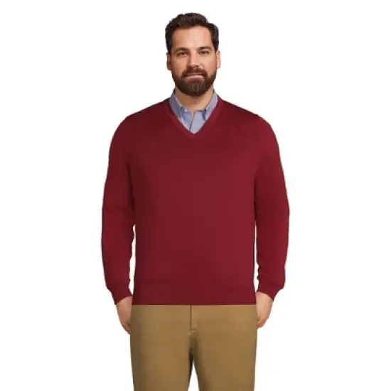 Lands' End Men's Classic Fit Fine Gauge Supima Cotton V-neck Sweater image {15}