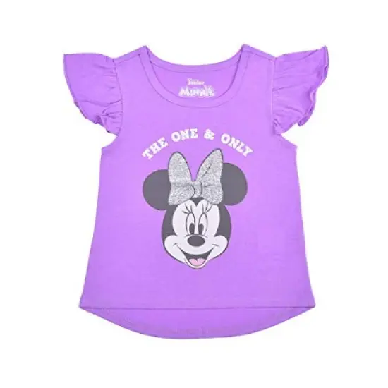 Disney Girls' 3-Pack The One and Only Minnie Mouse Ruffle Sleeve Tee, Sleeveless Peplum Shirt and Casual Shorts Set with Unicorn Print for Kids image {3}
