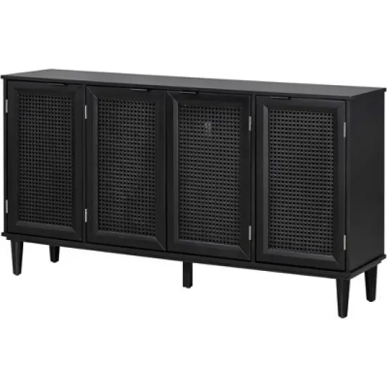 60" Generous Storage Sideboard With Faux Rattan Door - ModernLuxe image {9}