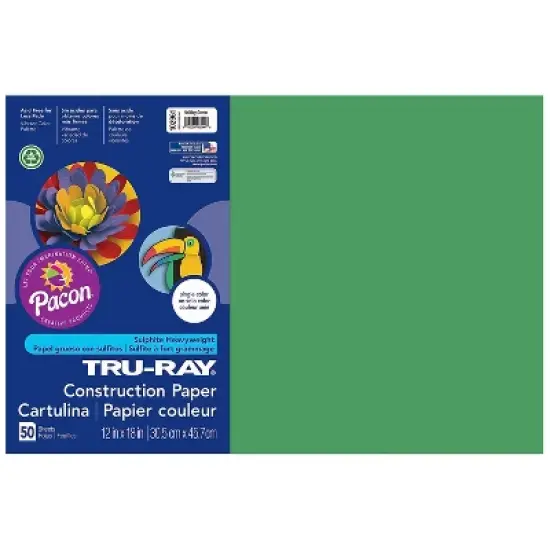 Pacon Tru-Ray 12" x 18" Construction Paper Holiday Green 50 Sheets/Pack 5 Packs (PAC102961-5) image {1}