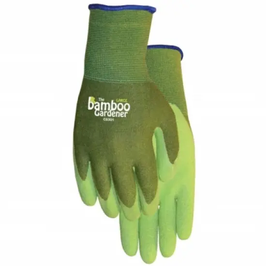Bellingham Bamboo Gardener Gloves, Natural Rubber Palm, Green, Size Small (1 pair) image {3}