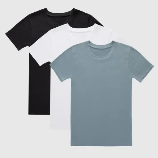Hanes Boys' 3pk SuperSoft Crew T-Undershirts - Black/White/Gray image {7}